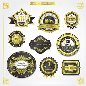 elegant premium quality golden labels collection over white