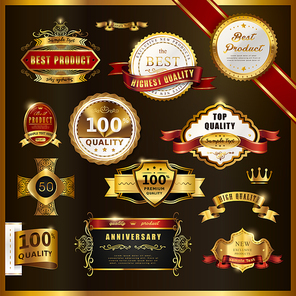 gorgeous premium quality golden labels collection over black