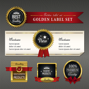 gorgeous premium quality golden labels collection over grey