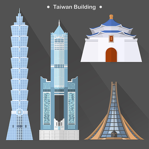 exquisite Taiwan architecture collection in flat design
