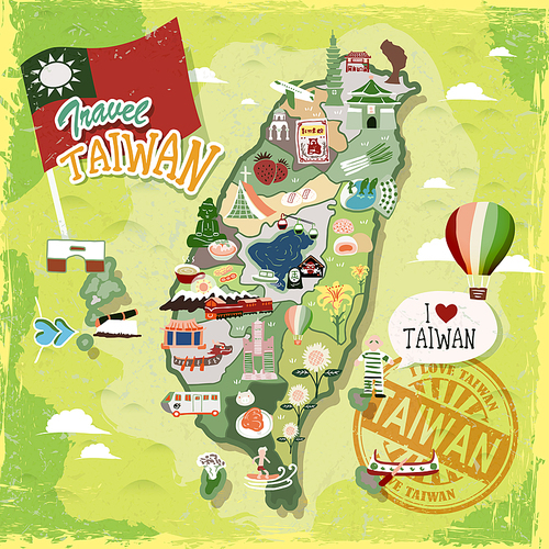Taiwan travel map with abundant attractions and specialties