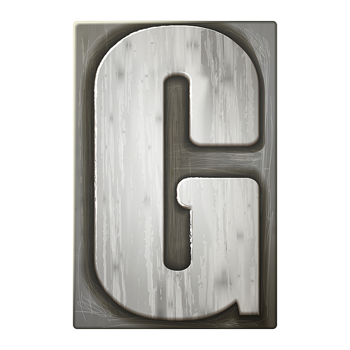 3d silver letterpress alphabet G isolated on white