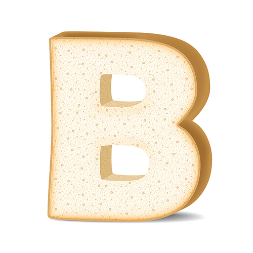 3d toast letter B isolated on white 