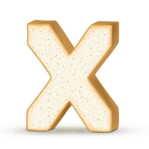 3d toast letter X isolated on white 