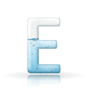 3d clean water letter E isolated on white 