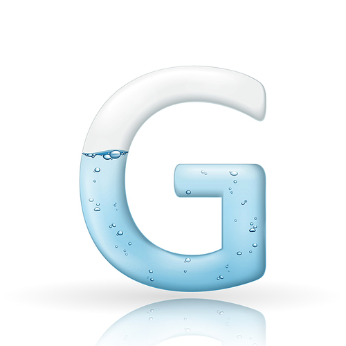 3d clean water letter G isolated on white 