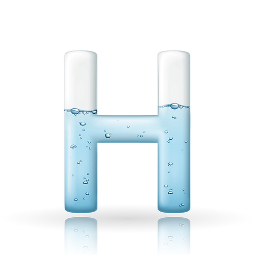 3d clean water letter H isolated on white 