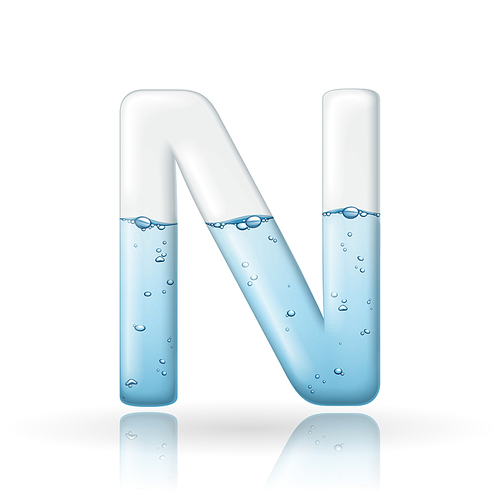 3d clean water letter N isolated on white 