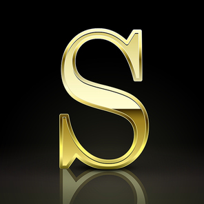 3d elegant golden letter s isolated