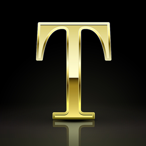 3d elegant golden letter t isolated