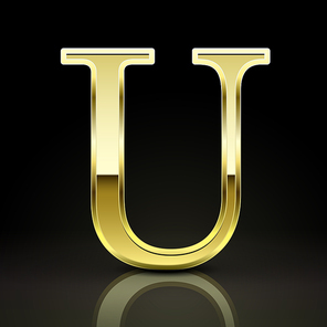 3d elegant golden letter u isolated