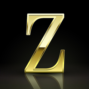 3d elegant golden letter z isolated