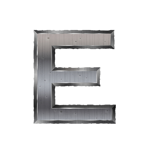 3d metal letter E isolated on white 