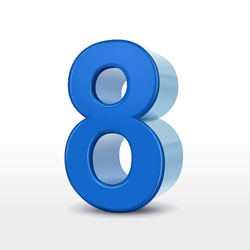 3d blue number 8 isolated on white