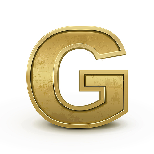 3d retro golden letter G isolated on white 