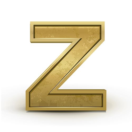 3d retro golden letter Z isolated on white 