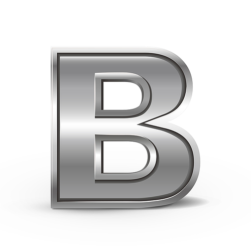 3d metal letter B isolated on white 