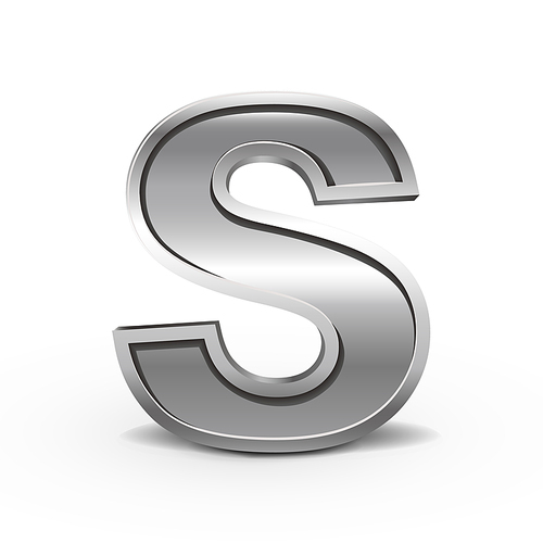 3d metal letter S isolated on white 