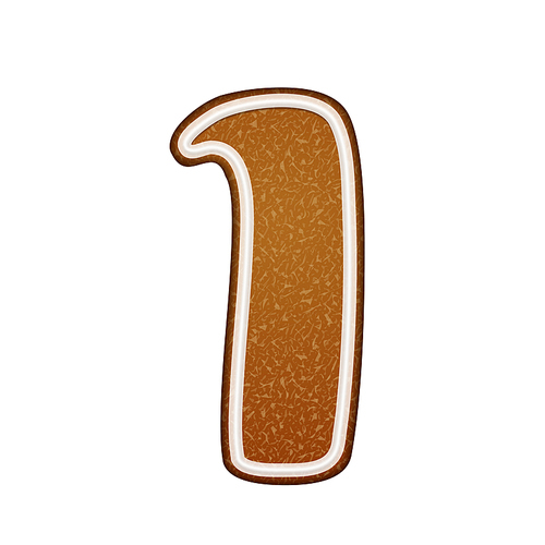 3d lovely gingerbread cookie number 1 isolated on white 