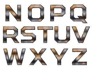 retro metallic alphabet set isolated on white 