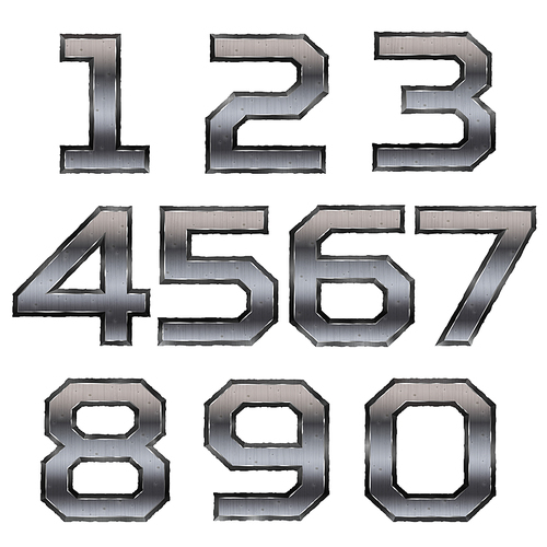 metallic numbers set isolated on white 