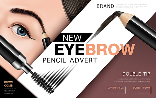 mascara design picture, with single bright eye and eyelash for advertising use, 3d illustration