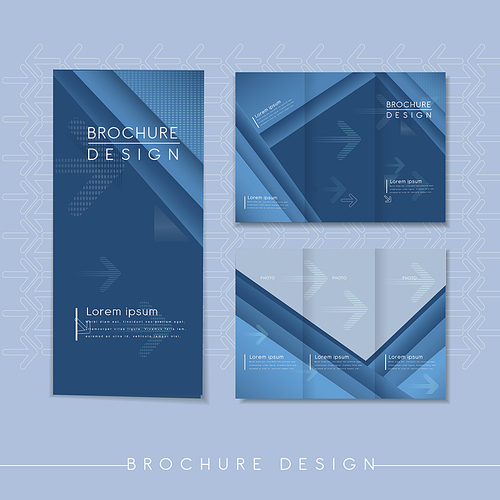 modern tri-fold template design with streak element in blue