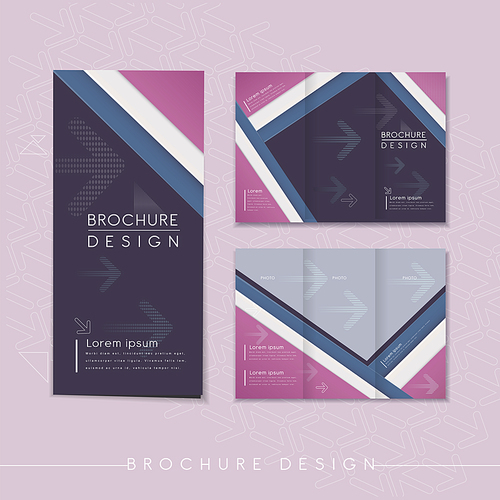 modern tri-fold brochure template design in purple and blue