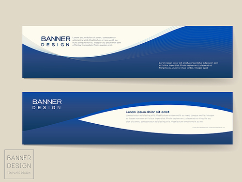 banner design templates set with dynamic wave in blue