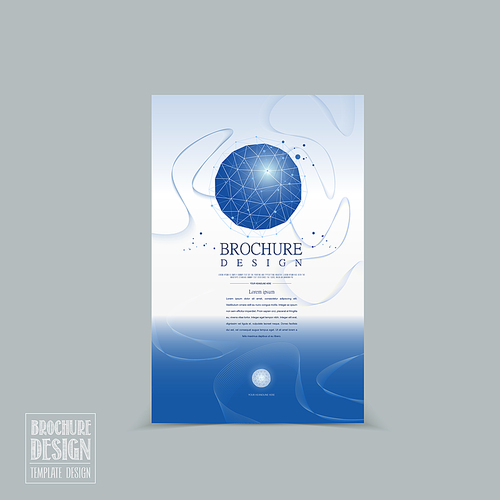 simplicity brochure template design with geometric patterns in blue
