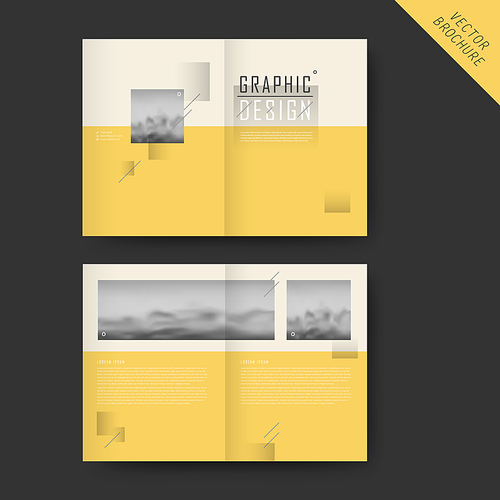elegant half-fold template design with blurred scenery in beige and yellow