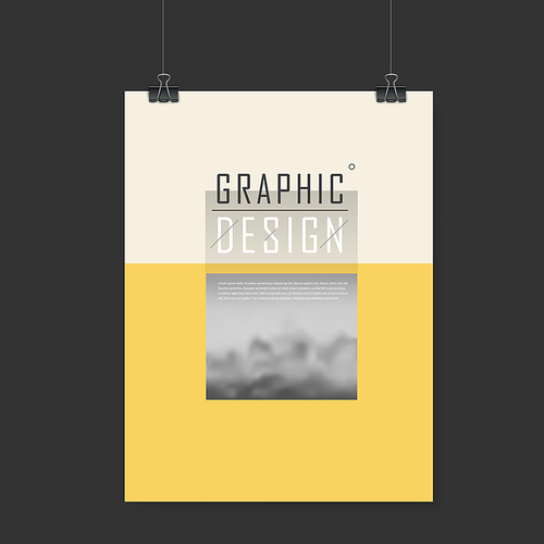 elegant poster template design with blurred scenery in beige and yellow