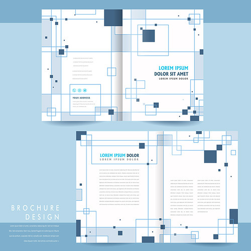 simplicity bi-fold brochure template design with squares elements