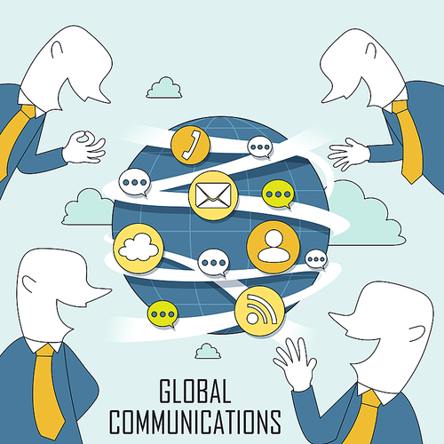 global communication concept in thin line style