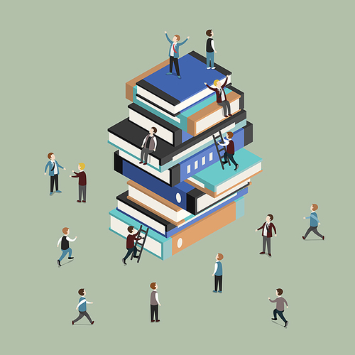 flat 3d isometric design of knowledge is power concept