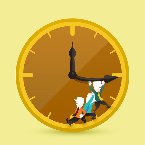 vector illustration concept of businessman try to stop time