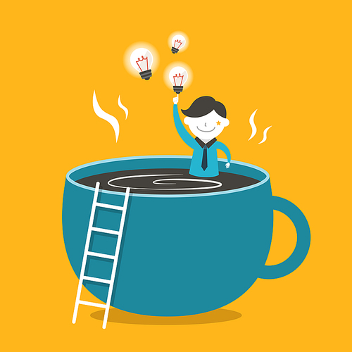 flat design vector illustration concept of coffee and idea