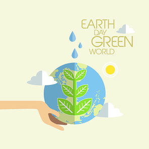 flat design for earth day green world concept graphic