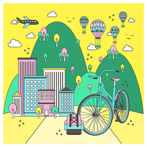 flat design for bike travel concept graphic