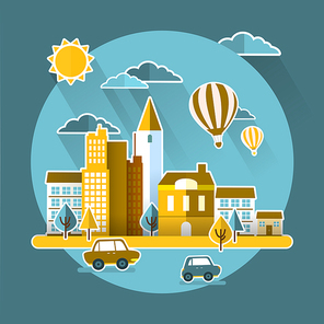 flat design for urban landscape concept graphic