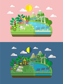 flat design for ecology and green energy concept graphic