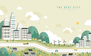 the best city scenery in flat design style