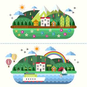 lovely outdoor landscape in flat design style