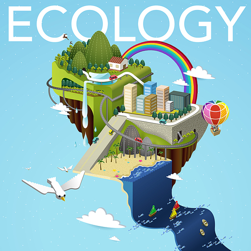 attractive flat 3d isometric design - ecology concept