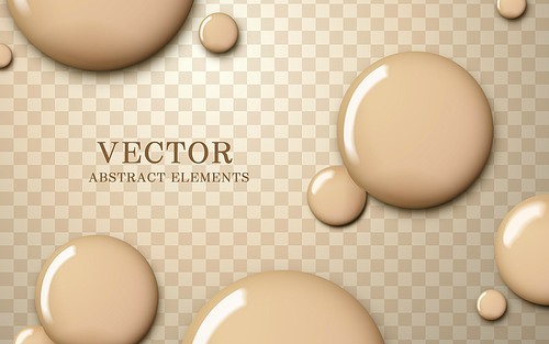 Attractive foundation texture, glossy skin tone liquid drop on transparent background, 3d illustration