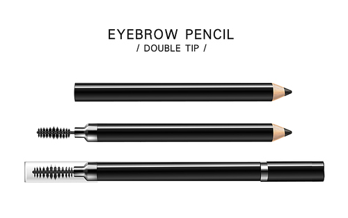 three black eyeliner pencils, isolated , 3d illustration