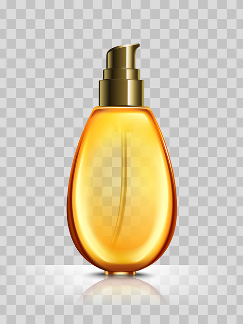 blank orange cosmetic bottle, isolated transparent background, 3d illustration