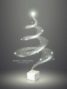 abstract elegant sparkling Christmas tree over grey