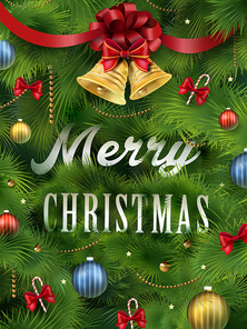 close-up look at Christmas tree and beautiful decorations