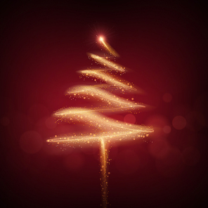 Christmas tree made by sparkler isolated on red background